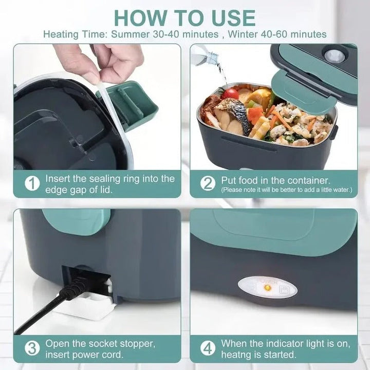 Self Heating Bento Box for Travel, Office and Vehicle Use