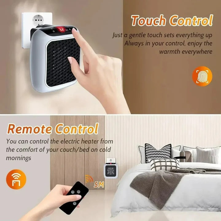 800W Wall Heater, Electric Space Warmer, Remote Control, LED Digital Display