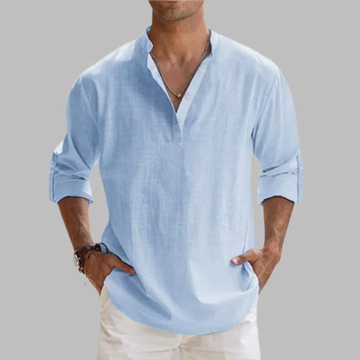 Mens Relaxed Fit Linen Short Sleeve Shirt for Hot Weather
