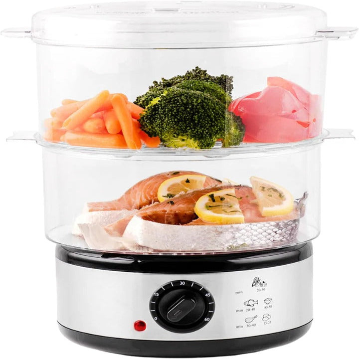 Electric Food Steamer, 3 Tier Vegetable Cooker, 13.7 Qt Capacity, 800W Digital Timer