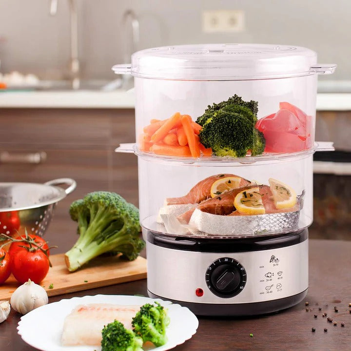 Electric Food Steamer, 3 Tier Vegetable Cooker, 13.7 Qt Capacity, 800W Digital Timer
