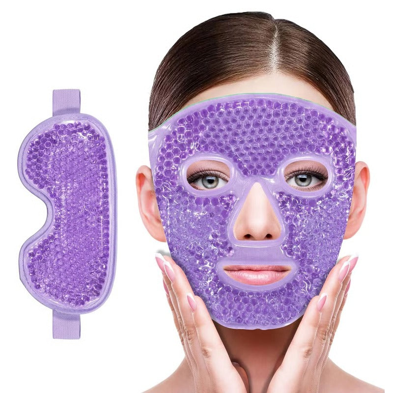 Reusable Gel Bead Eye and Face Cooling Mask with Hot and Cold Therapy for Puffiness and Relaxation