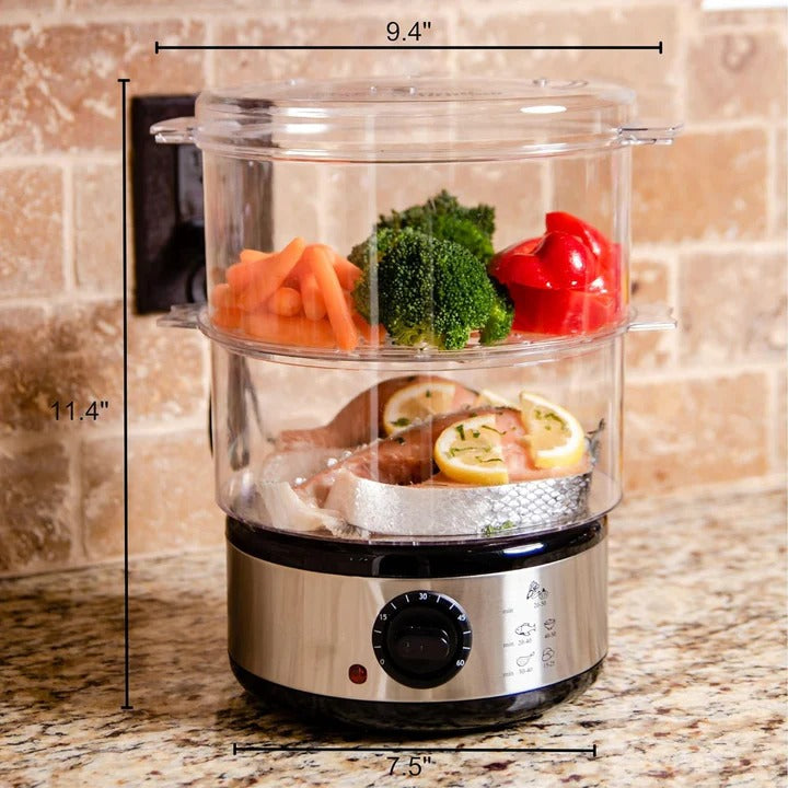 Electric Food Steamer, 3 Tier Vegetable Cooker, 13.7 Qt Capacity, 800W Digital Timer