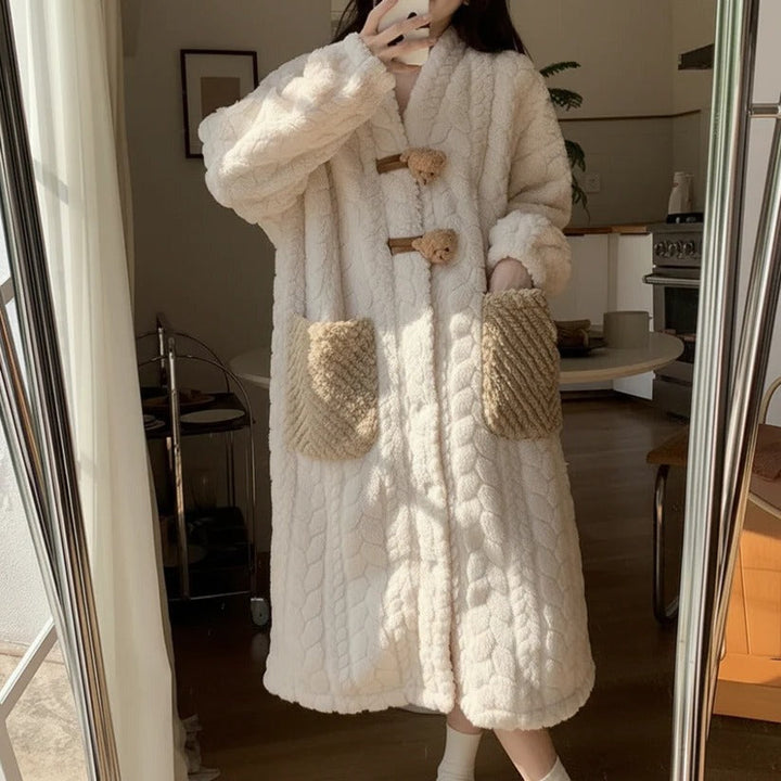 Long Sleeve Hooded Robe for Women, Cozy Winter Loungewear