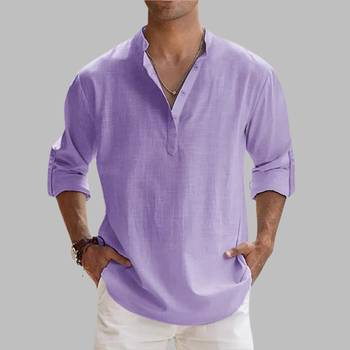 Mens Relaxed Fit Linen Short Sleeve Shirt for Hot Weather