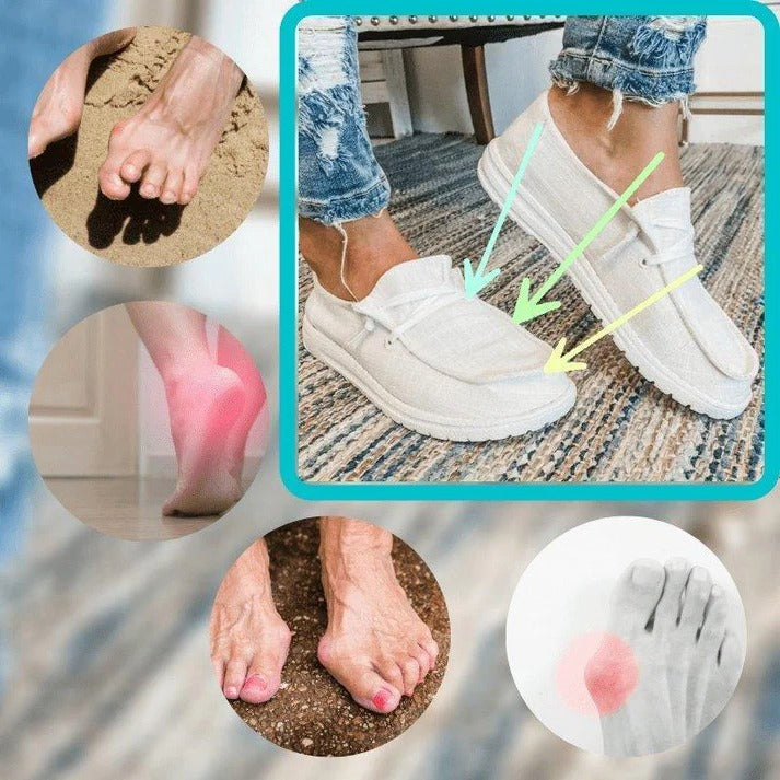 Womens Elasticated Canvas Slip-On Shoes with Roomy Toe Box and Padded Footbed