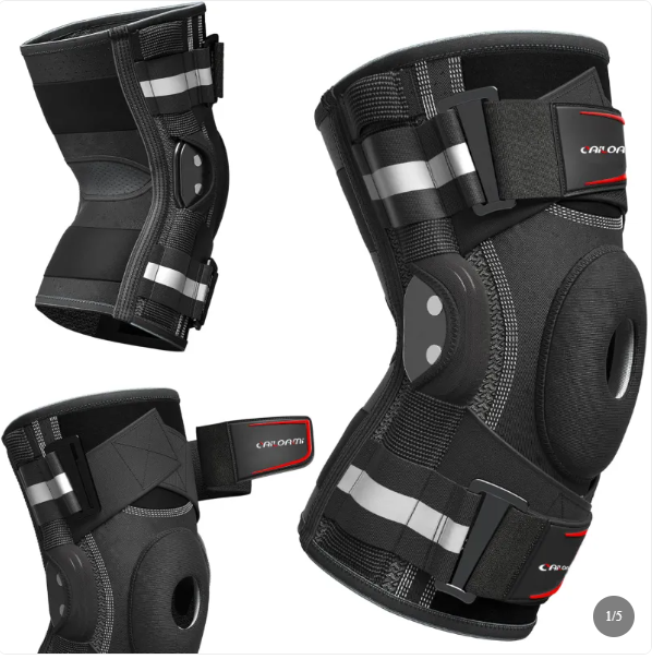 Professional Sports Knee Brace with Side Stabilizers, Open Patella and Adjustable Straps