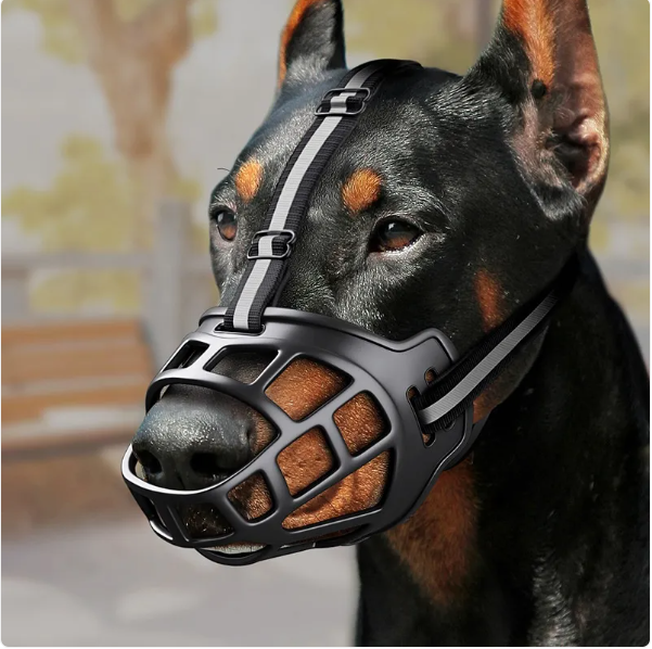 Open Basket Dog Muzzle with Adjustable Straps and Training Guide