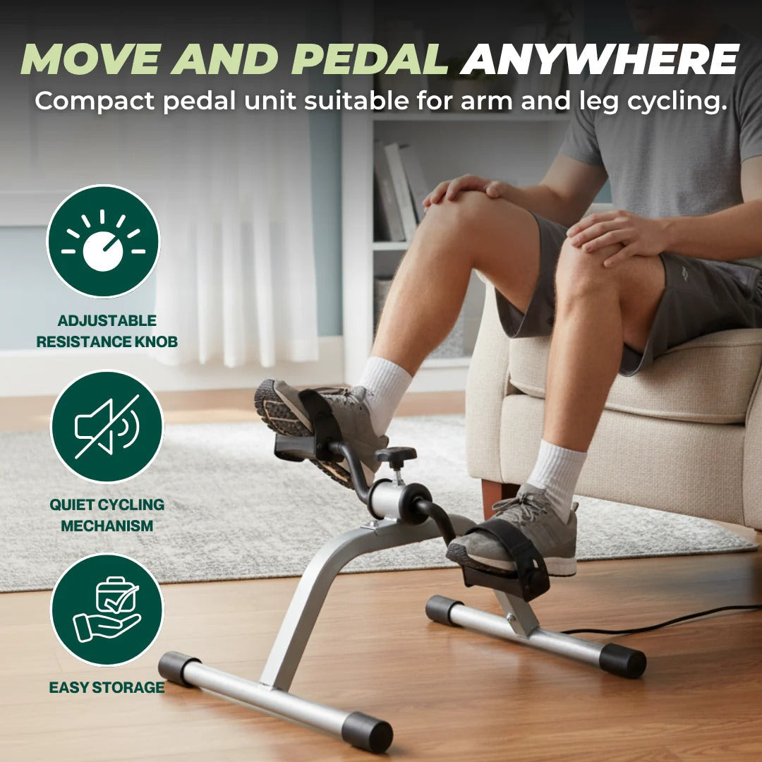 Portable Mini Pedal Exerciser with Resistance Control for Home and Office Workouts