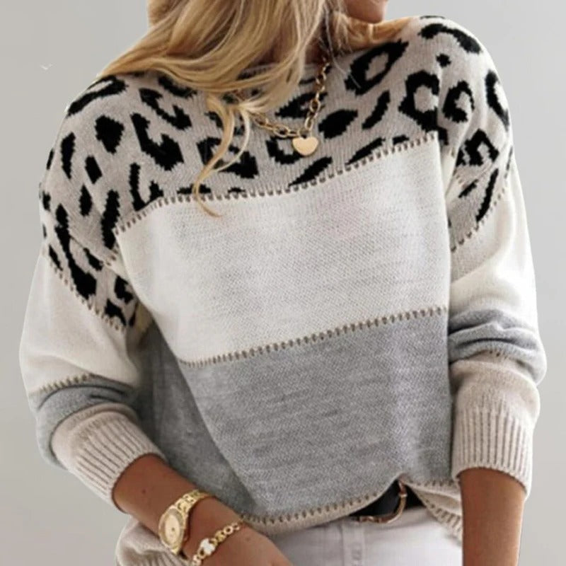 Wild Print Jumper Top with Leopard Pattern