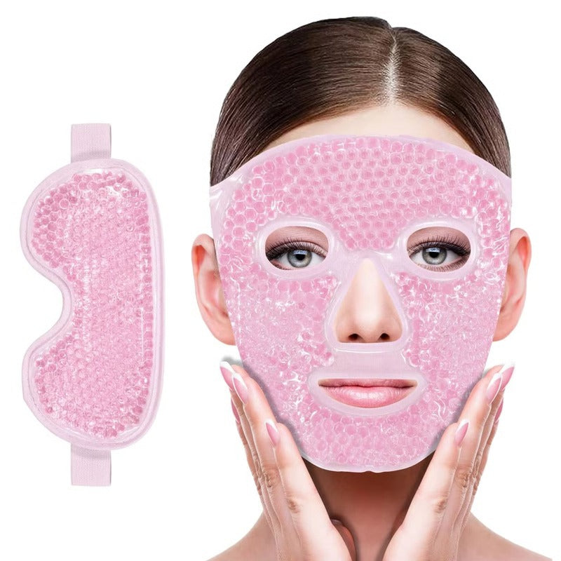 Reusable Gel Bead Eye and Face Cooling Mask with Hot and Cold Therapy for Puffiness and Relaxation