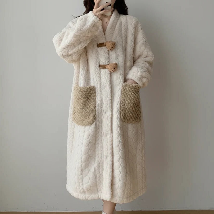 Long Sleeve Hooded Robe for Women, Cozy Winter Loungewear