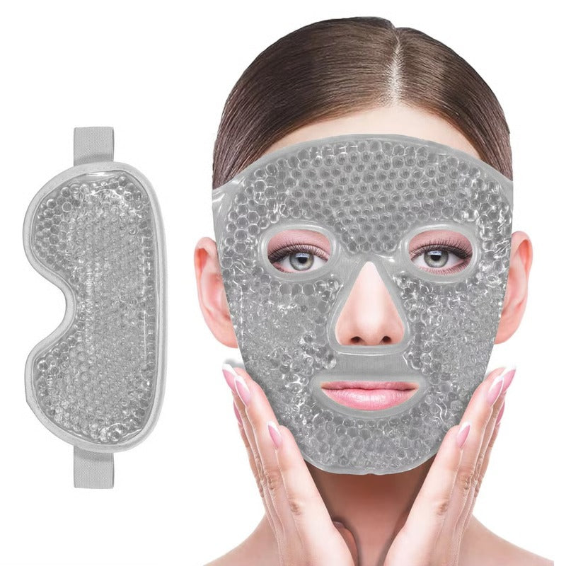 Reusable Gel Bead Eye and Face Cooling Mask with Hot and Cold Therapy for Puffiness and Relaxation
