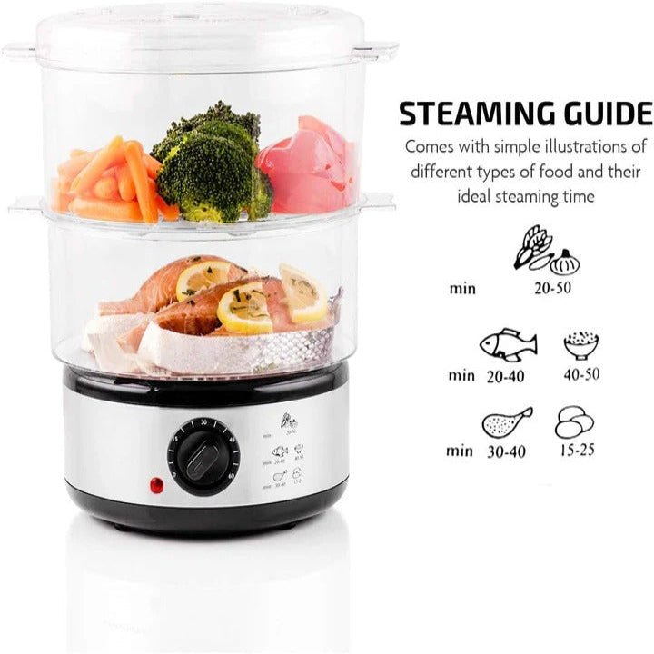 Electric Food Steamer, 3 Tier Vegetable Cooker, 13.7 Qt Capacity, 800W Digital Timer