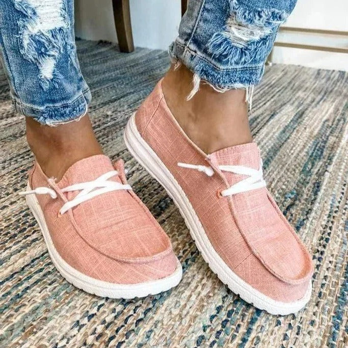 Womens Elasticated Canvas Slip-On Shoes with Roomy Toe Box and Padded Footbed