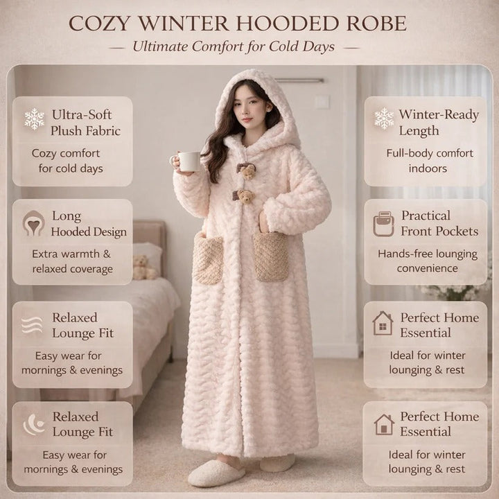 Long Sleeve Hooded Robe for Women, Cozy Winter Loungewear