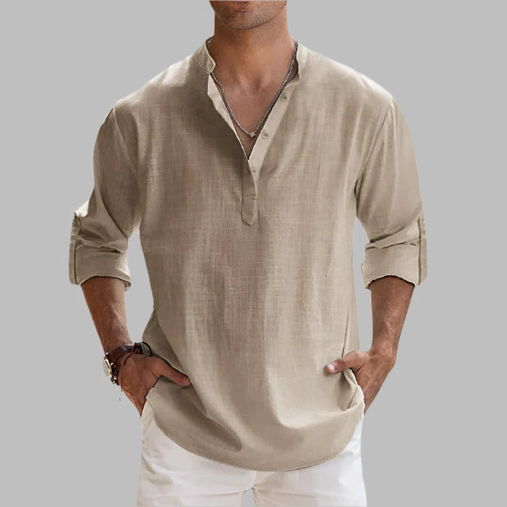 Mens Relaxed Fit Linen Short Sleeve Shirt for Hot Weather