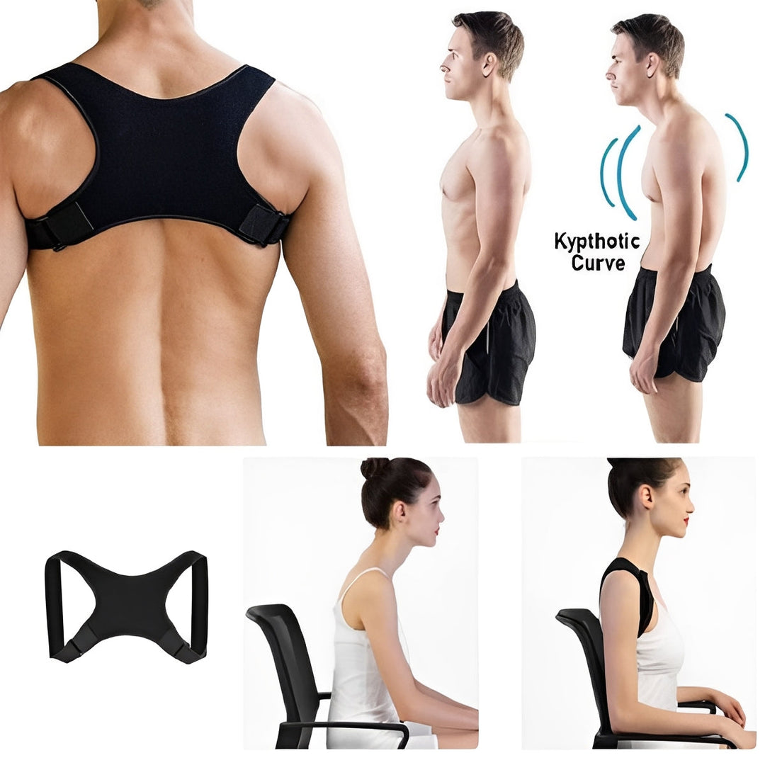 Upper Back Posture Support Brace with Adjustable Shoulder Straps for Spine Alignment
