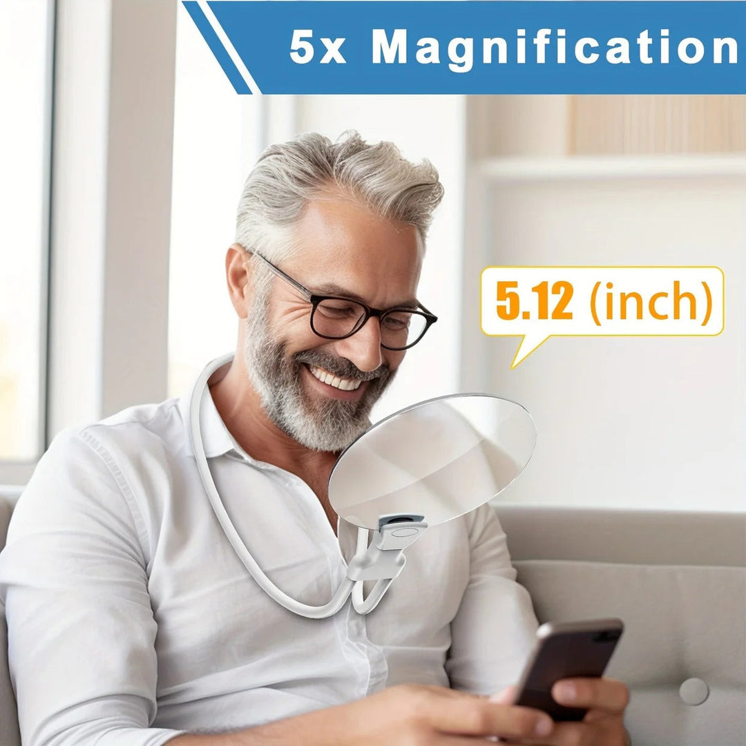 5X Magnification Hands Free Magnifying Glass with Ergonomic Neck Strap