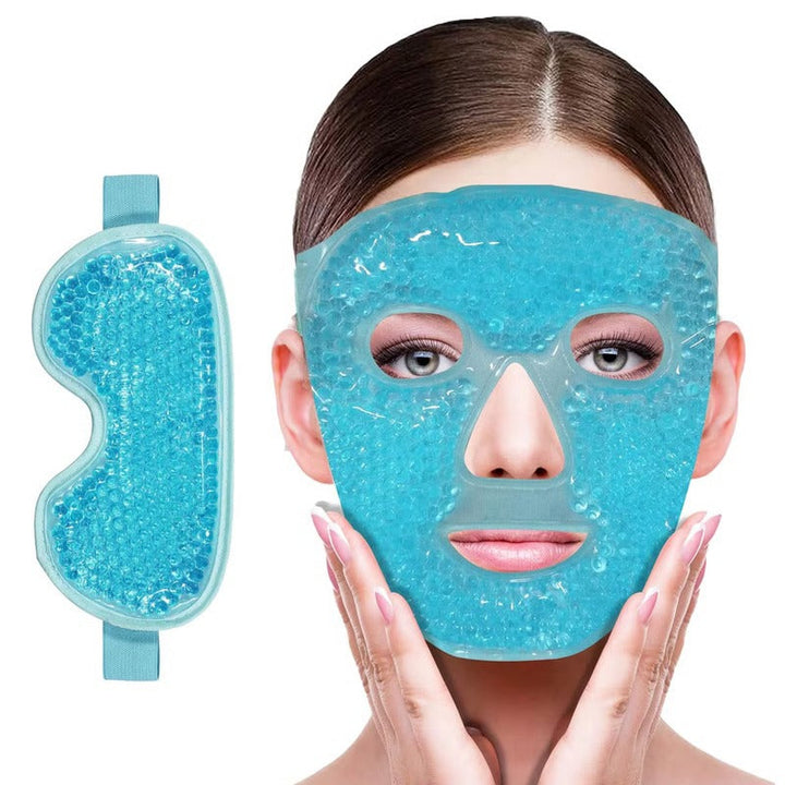 Reusable Gel Bead Eye and Face Cooling Mask with Hot and Cold Therapy for Puffiness and Relaxation