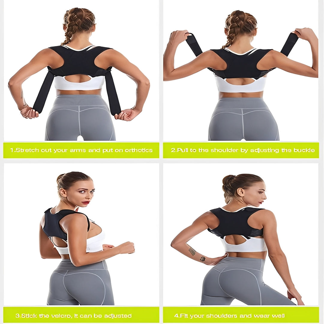 Upper Back Posture Support Brace with Adjustable Shoulder Straps for Spine Alignment