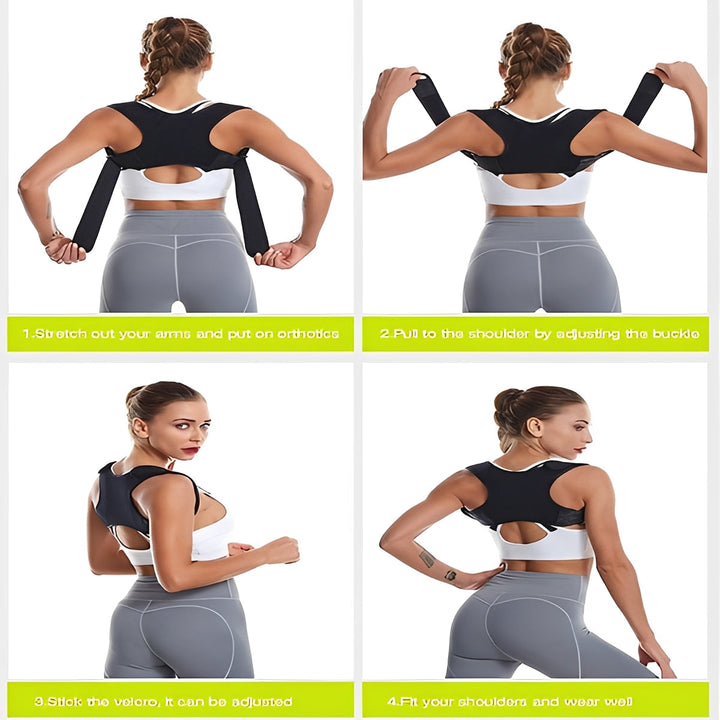 Upper Back Posture Support Brace with Adjustable Shoulder Straps for Spine Alignment