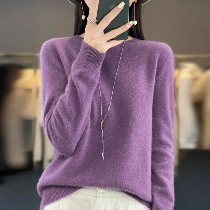 Warm Cashmere Pullover with Crewneck for Women