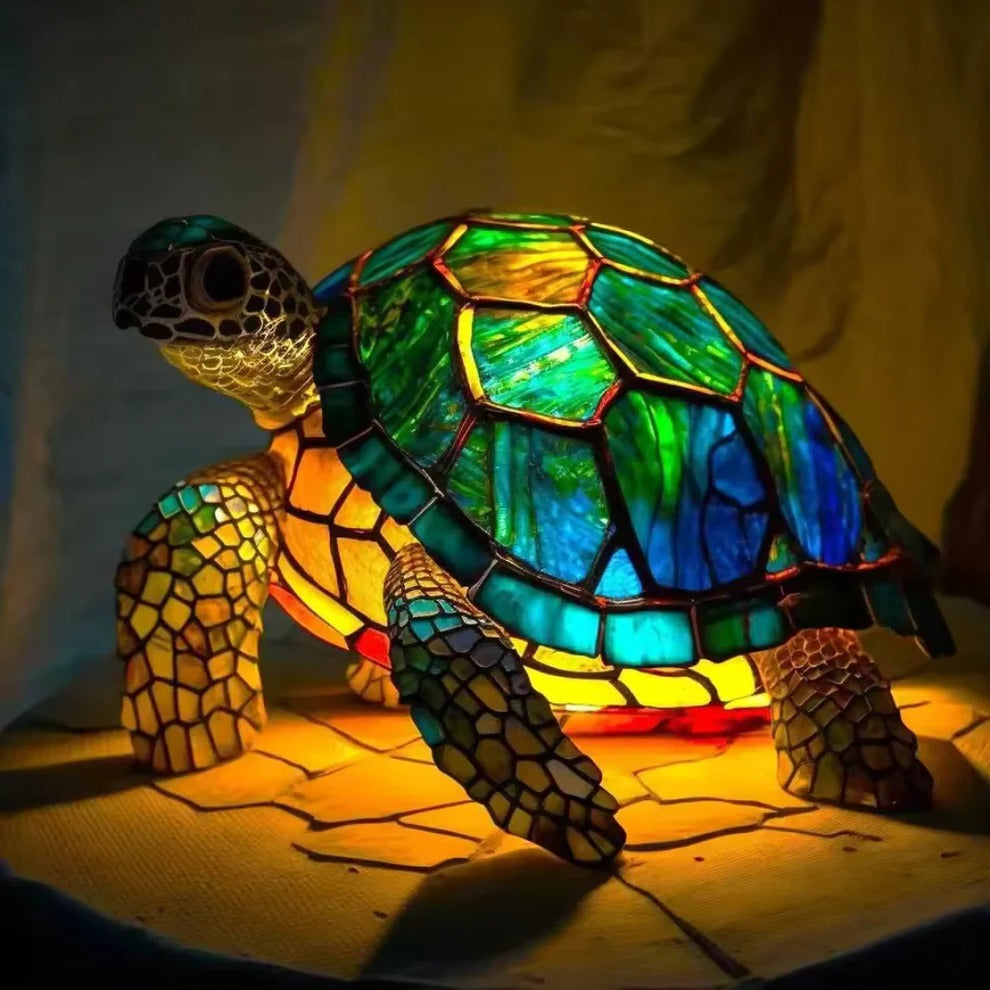 Turtle Shaped Lamp with Warm Light, Decorative Accent Piece