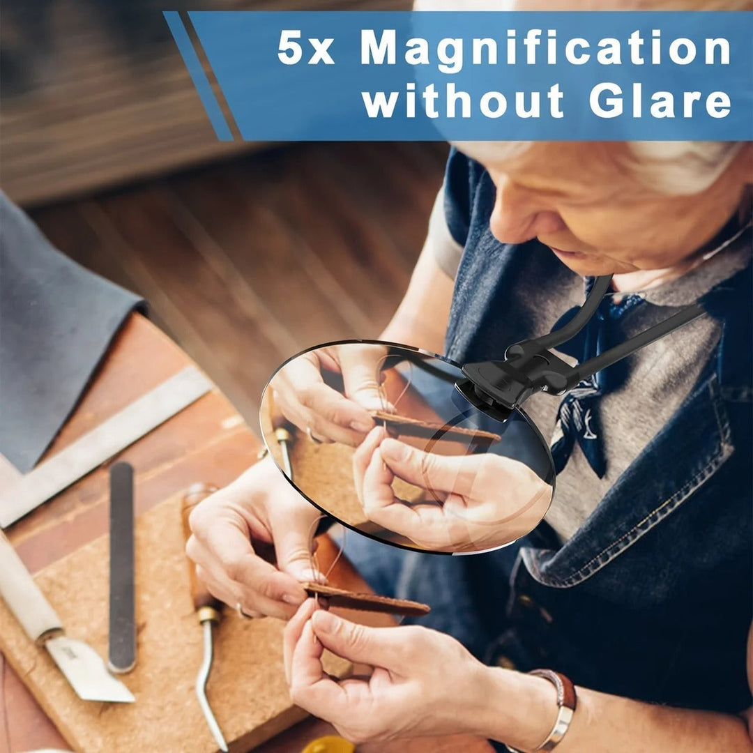 5X Magnification Hands Free Magnifying Glass with Ergonomic Neck Strap