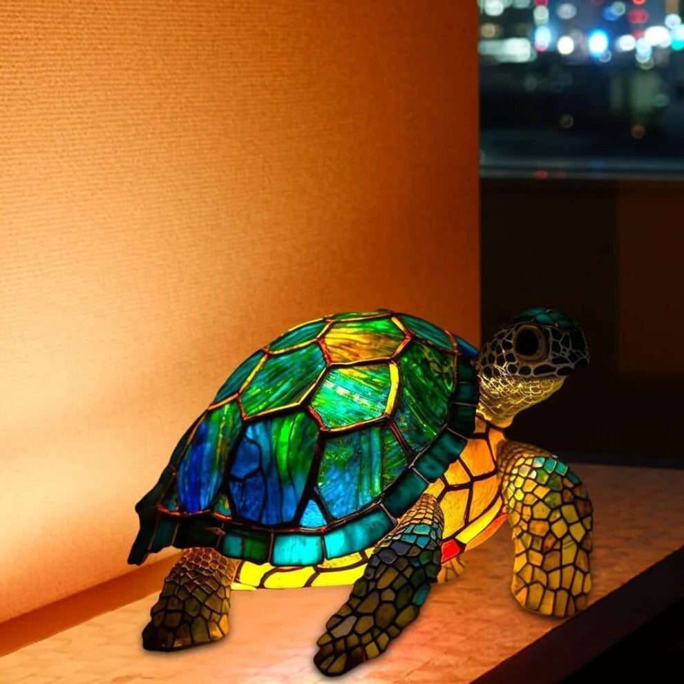 Turtle Shaped Lamp with Warm Light, Decorative Accent Piece