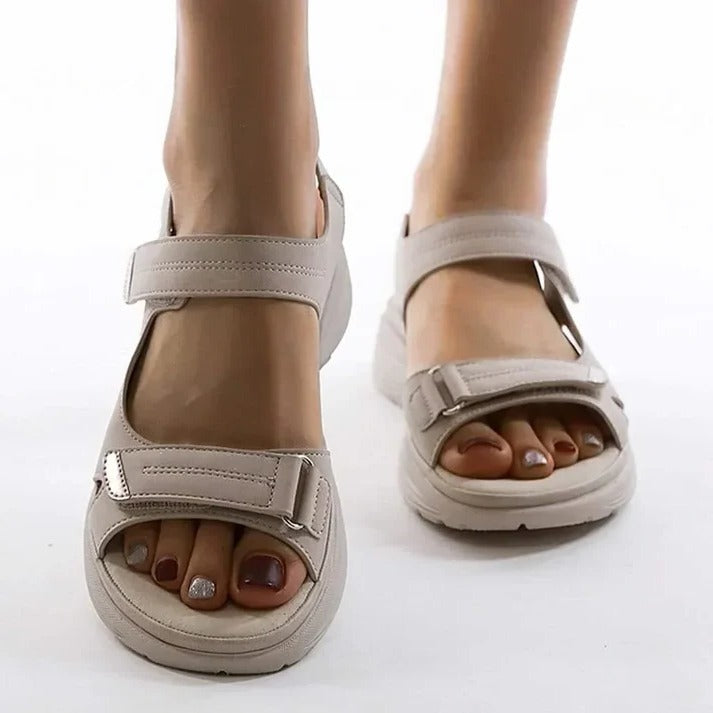 Womens Hook and Loop Sport Sandals with Cushioned Wedge Sole