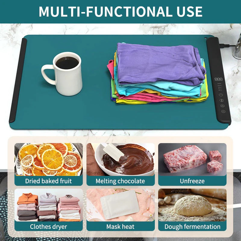 Electric Heating Mat for Food with Foldable Design and Auto Shutoff