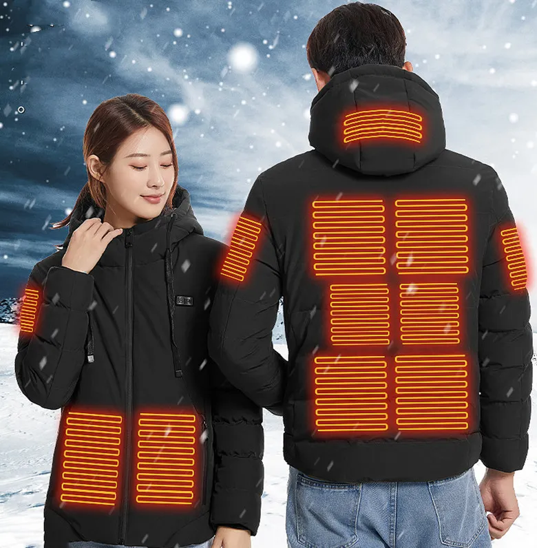 Heated Hooded Jacket with Adjustable Heat Settings
