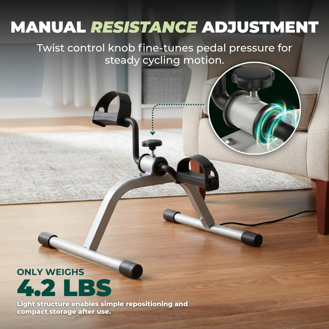 Portable Mini Pedal Exerciser with Resistance Control for Home and Office Workouts