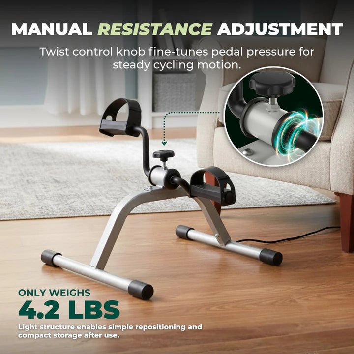 Portable Mini Pedal Exerciser with Resistance Control for Home and Office Workouts
