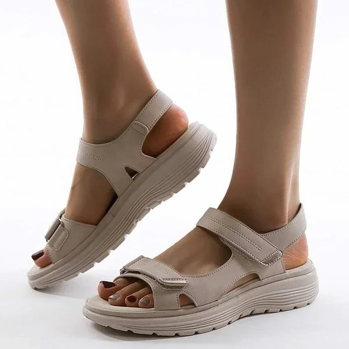 Womens Hook and Loop Sport Sandals with Cushioned Wedge Sole