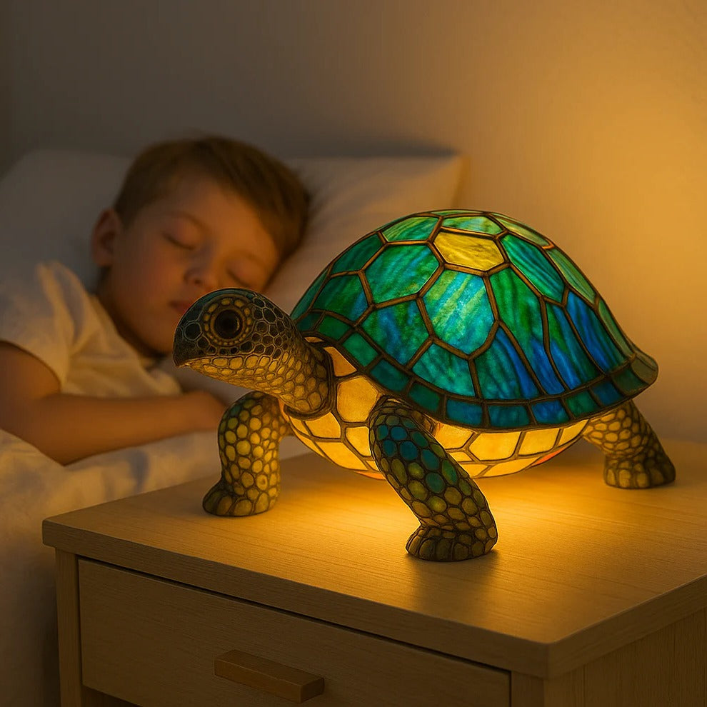 Turtle Shaped Lamp with Warm Light, Decorative Accent Piece