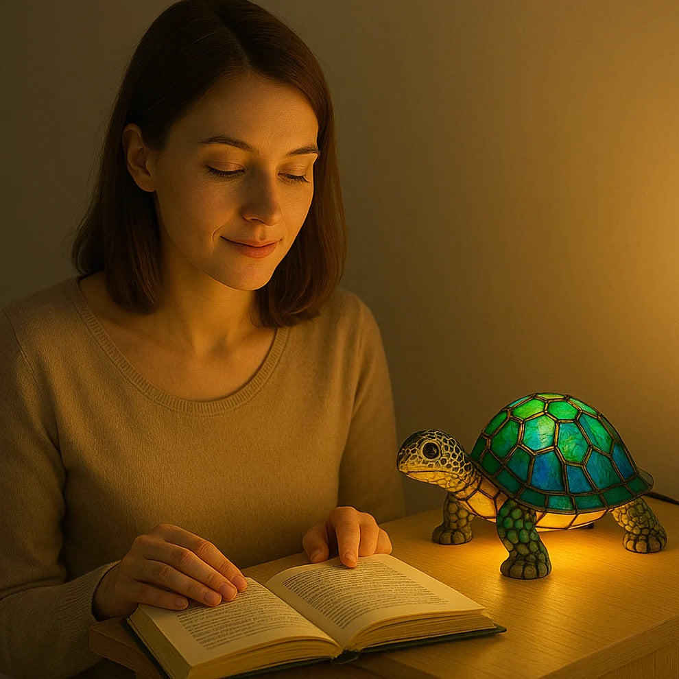 Turtle Shaped Lamp with Warm Light, Decorative Accent Piece