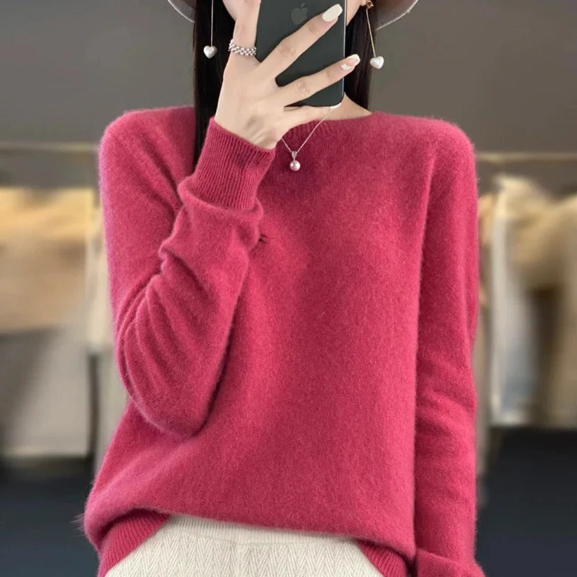 Warm Cashmere Pullover with Crewneck for Women