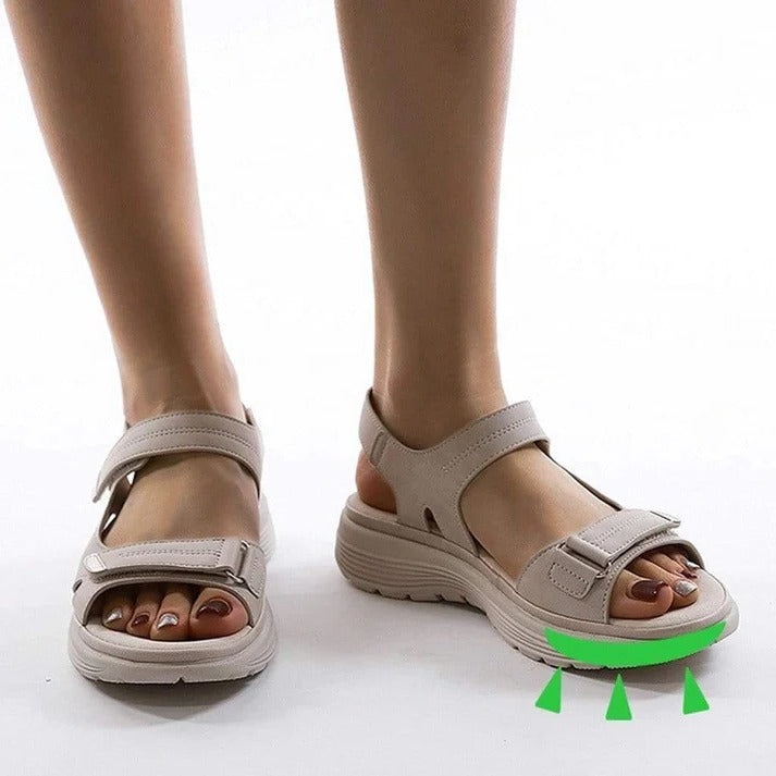 Womens Hook and Loop Sport Sandals with Cushioned Wedge Sole