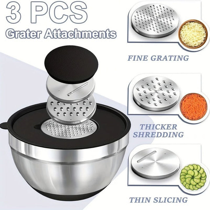 8 Piece Stainless Steel Baking Bowl Set with Sealed Lids and Rubberized Non-Slip Base