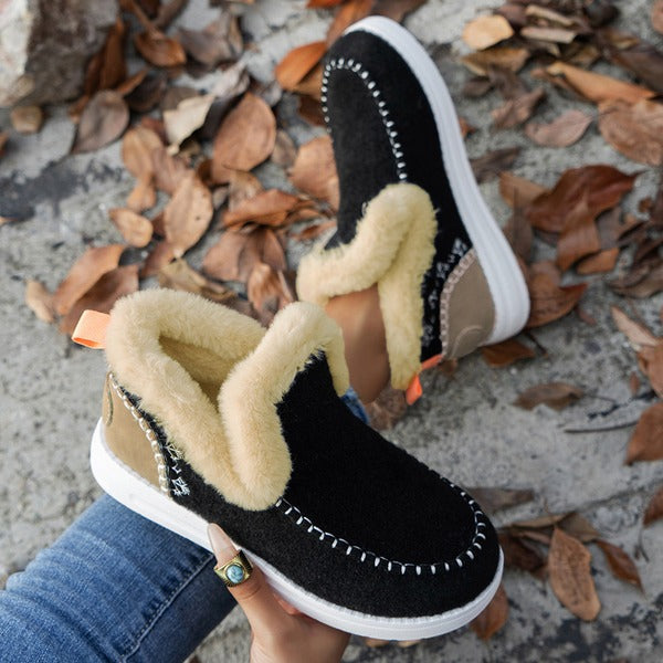 Plush Winter Platform Ankle Boots for Women, Lightweight Snow Footwear
