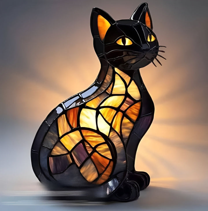 Vintage Stained Glass Bedside Lamp with Art Deco Design