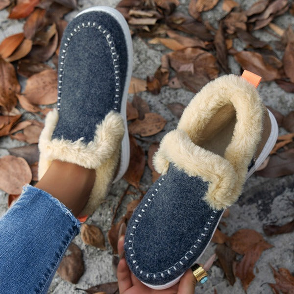 Plush Winter Platform Ankle Boots for Women, Lightweight Snow Footwear