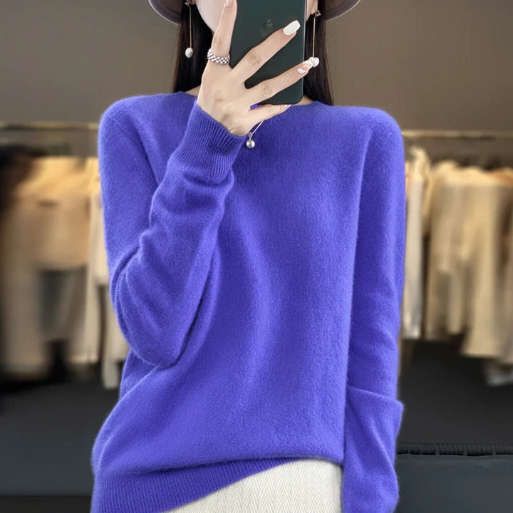 Warm Cashmere Pullover with Crewneck for Women