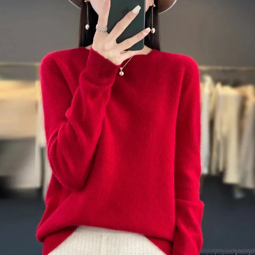 Warm Cashmere Pullover with Crewneck for Women