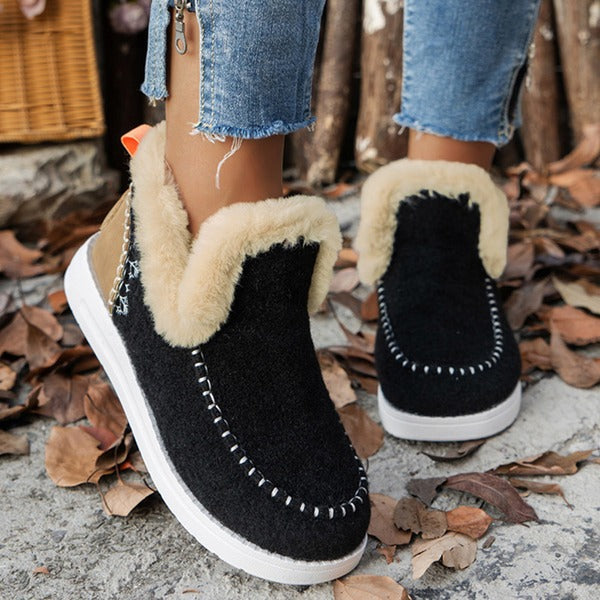 Plush Winter Platform Ankle Boots for Women, Lightweight Snow Footwear