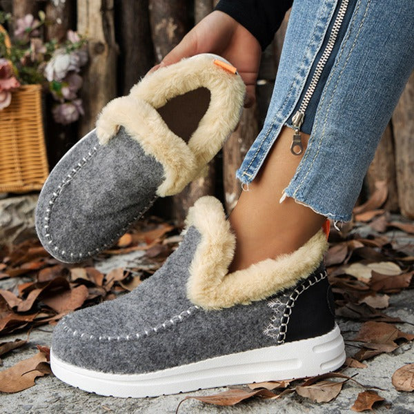 Plush Winter Platform Ankle Boots for Women, Lightweight Snow Footwear
