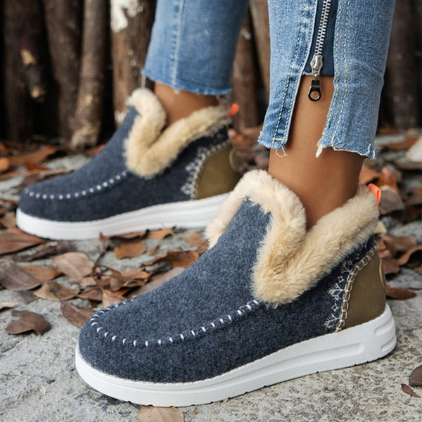 Plush Winter Platform Ankle Boots for Women, Lightweight Snow Footwear