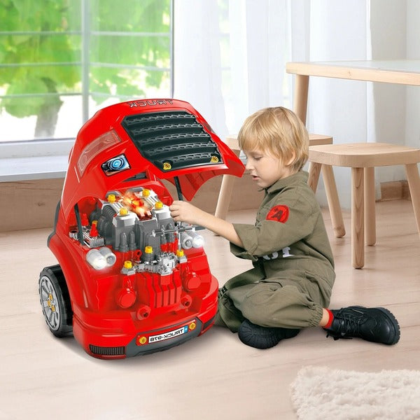 Kids Truck Engine Toy Set for Car Repair and Maintenance Play